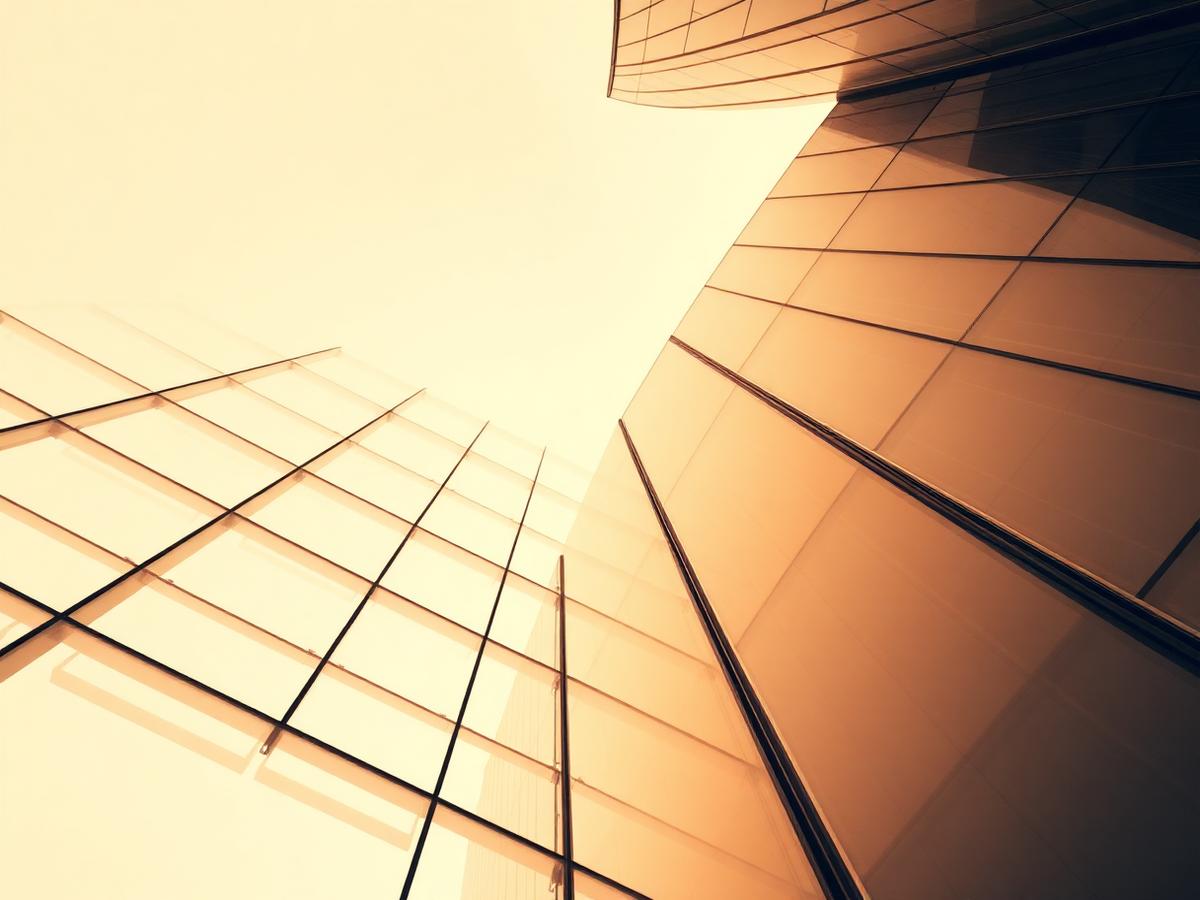 Modern glass tower geometry viewed from below